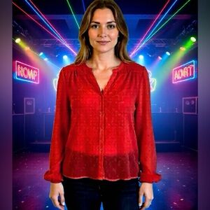 Vibrant Red Long Sleeve Blouse